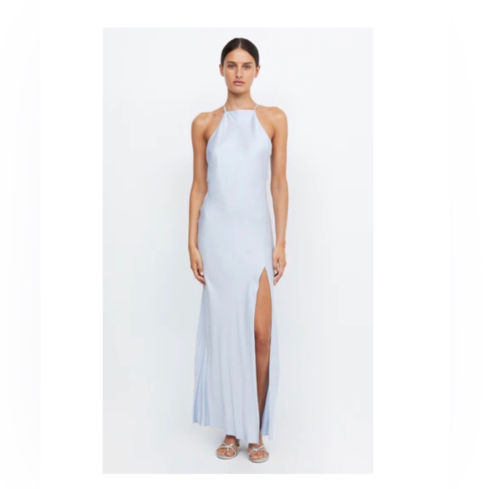 BEC + BRIDGE halter dress in dusty blue (size 2)